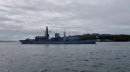 Hms Northumberland Royal Navy Frigate leaving Plymouth this morning