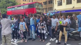 London traffic grinds to a halt as protesters block Islington High Street in front of Angel tube station