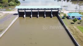 Aerial drone footage shows floods across fields in northeast Thailand