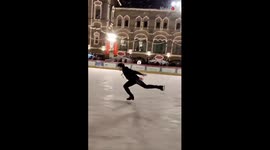 'Man performs insane double backflip while skating on an ice-covered street in Moscow '
