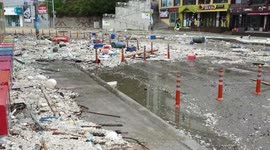 Large amount of debris after typhoon Hinnamnor battered South Korea
