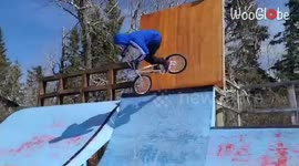 'Cyclist gets the 'wind knocked out of him' while trying CRAZY BMX stunts '