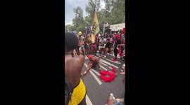 Masqueraders enjoying the annual Caribbean Festival in Brookly