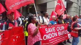 Activists gather in London against defunding of capital's bus routes
