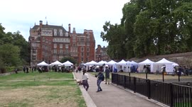 World media at work outside Parliament as Liz Truss is announced as new Britains Prime Minister - London