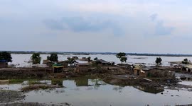 The Ganga water covered all the bank side living houses in Northern India