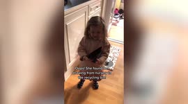 Two-year-old giving her mum a telling-off after finding her drawing in the bin