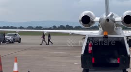 Tom Cruise was seen shaking hands with staff at a small British airport