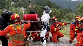 Helicopters used to transfer injured villagers after earthquake hits southern China