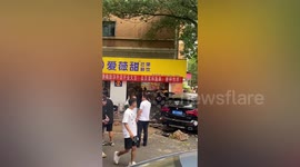 Terrifying moment car smashes into students at university campus injuring 2 in southern China