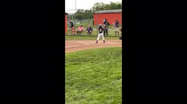 'Living my dream!' Proud dad goes wild with joy after his son hits first home run