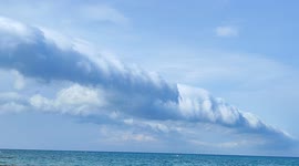 Impressive shelf cloud seen at beach in Puglia, Italy