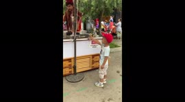 The boy was very angry that he was not given ice cream!