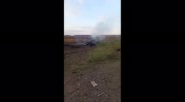 Broken Russian military convoy in the Kharkov region