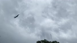 F18 flyby at Brisbane Story Bridge Australia, getting ready for the annual Riverfire fireworks show.