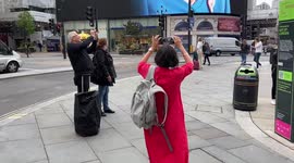 Tribute to the Queen in Piccadilly Circus.