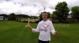 Man attaches fireworks to returning boomerang