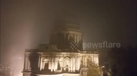 Fog shrouds the top of St. Paul's Cathedral, London