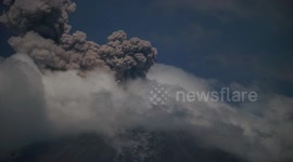 Colima Volcano Eruption with lightning