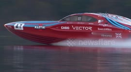 Massive powerboat speeds through peaceful Lake District waters