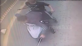 Teenage scooter riders attack bus with sabre