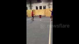 Man filming football skills gets hit in the head by ball