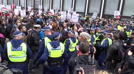 Scuffles at student demo in London