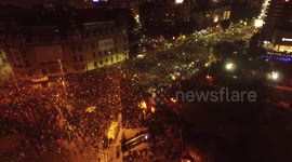 Aerial footage of mass anti-corruption protests in Bucharest, Romania