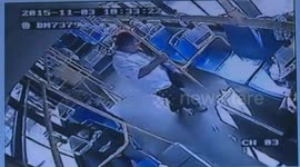Young man smells and licks old man's shoe on bus