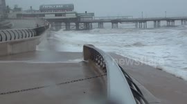 Stormy weather hits British beach town Blackpool
