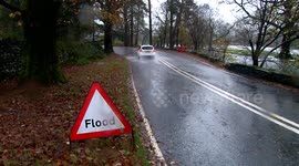 Torrential rain causes hazardous driving conditions in Cumbria, UK