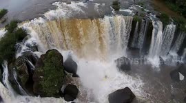 Amazing drone footage of kayakers taking on dangerous waterfalls