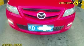 Driver covers license plates with sanitary towel to avoid surveillance cameras