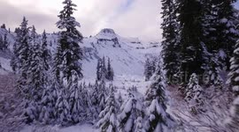 Aerial view of snowy Mount Baker in British Columbia