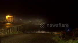 Storm Abigail creating huge waves in Elgol, Isle of Skye