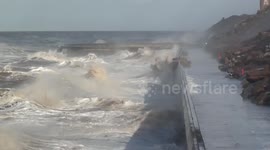 Storm Abigail causes spectacular waves off Blackpool coast