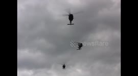 Australian Army Blackhawk helicopters Over Umina Beach