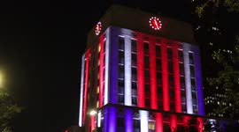 Houston City Hall Lit Red, White and Blue in Queen Elizabeth II's honor, US