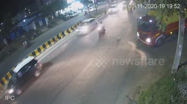 Jaywalking nearly kills pedestrians as speeding bike collides with them in southern India