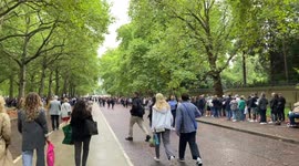 Mourners line Constitution Hill to lay flowers outside Buckingham Palace after Queen’s death