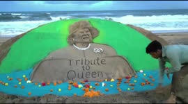 Indian Sand Artist pays tribute to Queen Elizabeth with a beautiful sand art