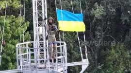 Ukrainian flag raised in the Kharkiv region after Russian forces retreat from key towns
