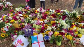 Thousands of people lay flowers in Green Park in tribute to the Queen.