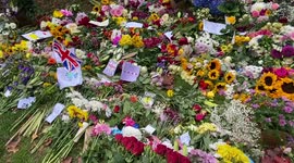 Thousands of people lay flowers in Green Park in tribute to the Queen