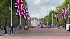 Union Jacks line The Mall ahead to the Queen’s funeral