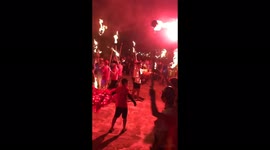 Thousands of people participate in the procession and blowing fire on the Mid-Autumn Festival in Vietnam