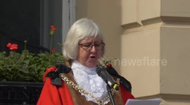 Local proclamations take place in the UK: Footage from Cheltenham, Glos