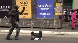 Spectacular street artists' performances on Paulista avenue in Sao Paulo, Brazil