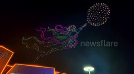 Hundreds of drones perform in sky to celebrate Mid-Autumn festival in central China