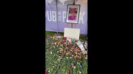 Floral tribute to HM Queen Elizabeth II outside the Pub in the Park Festival in St Albans